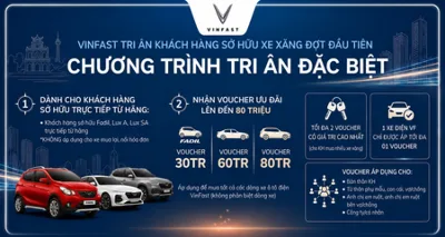 TRI ÂN KHÁCH HÀNG VINFAST – CHỦ XE XĂNG NHẬN NGAY VOUCHER ĐẾN 80 TRIỆU KHI ĐỔI SANG XE ĐIỆN